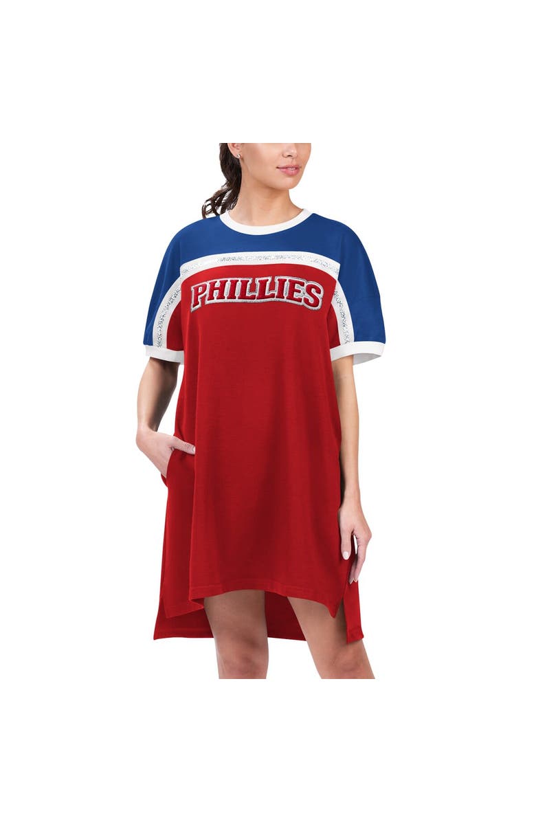 G-III 4HER BY CARL BANKS Women's G-III 4Her by Carl Banks Red/Royal Philadelphia Phillies Circus Catch Sneaker Dress, Main, color, 