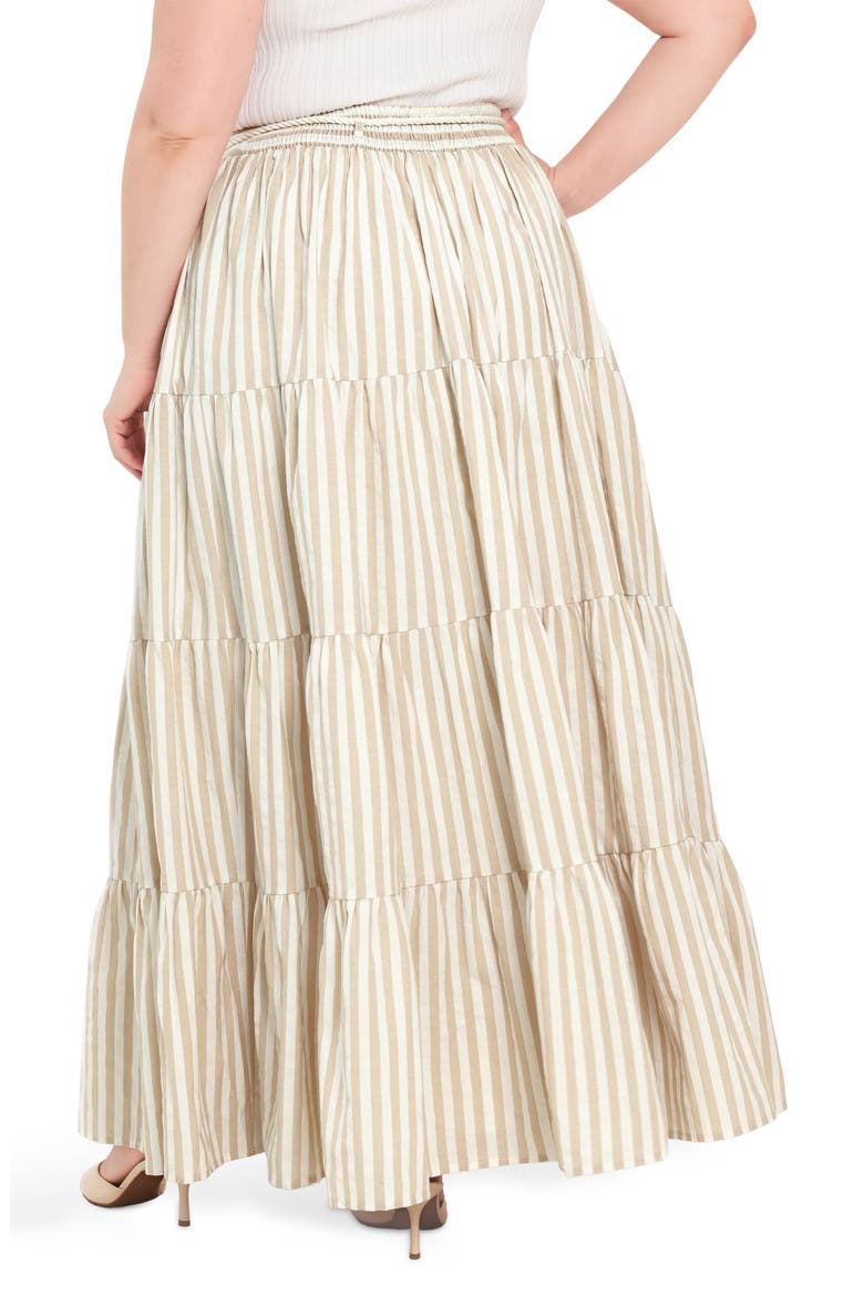 Striped Maxi Skirt, Alternate, color, TAUPE/ WHITE
