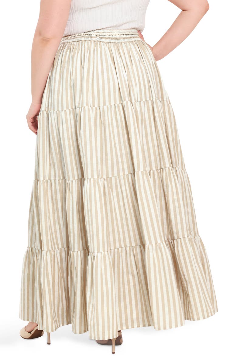 FREEMARKET Striped Maxi Skirt, Alternate, color, Taupe/ White