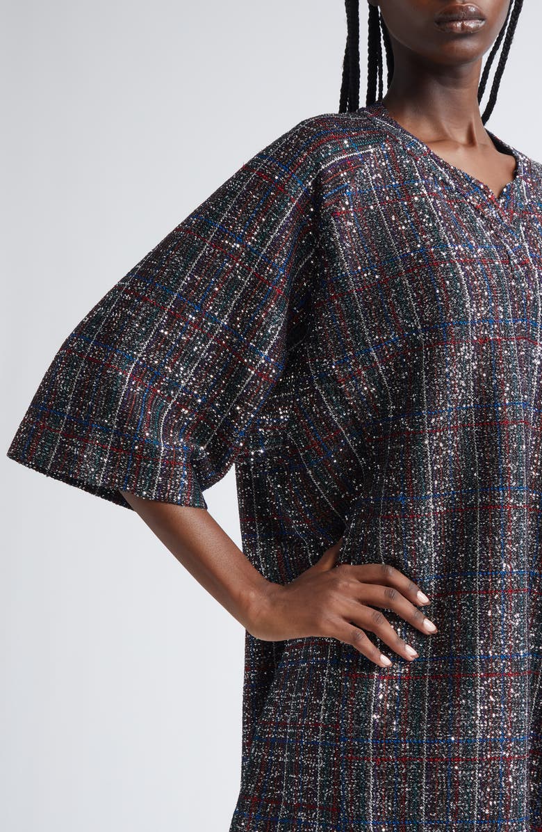 Missoni Sequin Plaid Knit Minidress, Alternate, color, Black Red Blue