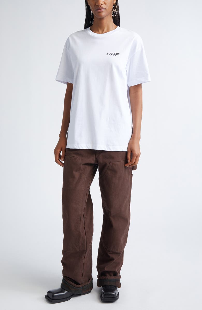 Sky High Farm Workwear Gender Inclusive Flower Logo Regenerative Cotton Graphic T-Shirt, Alternate, color, White