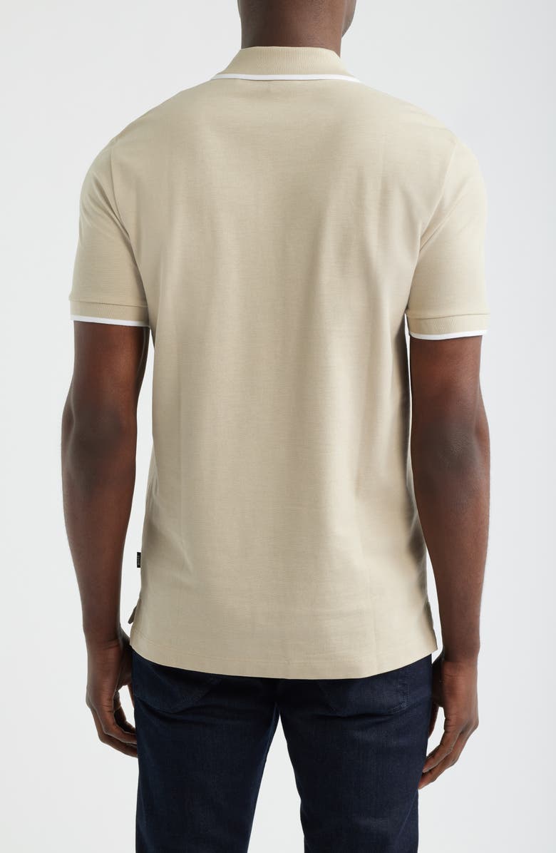BOSS Parlay Tipped Cotton Polo, Alternate, color, Open Beige
