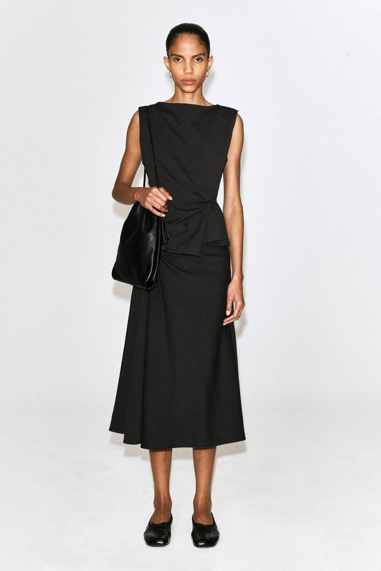 Twist-Detail Jersey Midi Skirt, Alternate, color, DARK GREEN