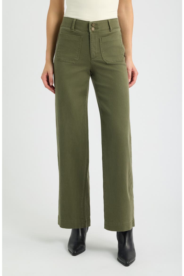Emma Patch Pocket High Waist Wide Leg Pants, Main, color, FOREST MOSS