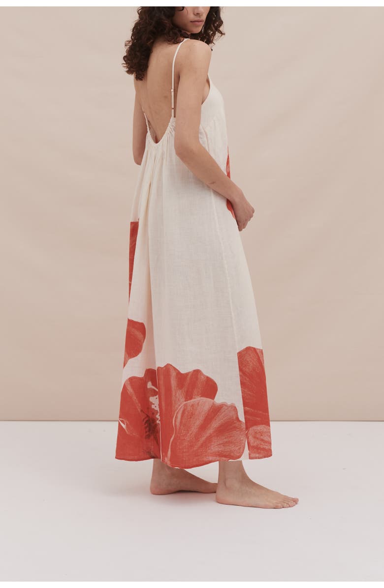 Desmond & Dempsey Square Nightie, Alternate, color, Grand Hibiscus Cream/Red