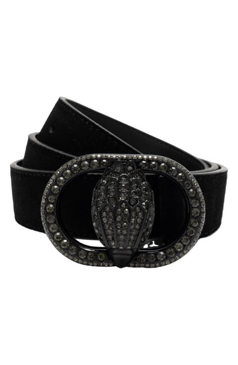 Chelsea Crystal Eagle Buckle Suede Belt