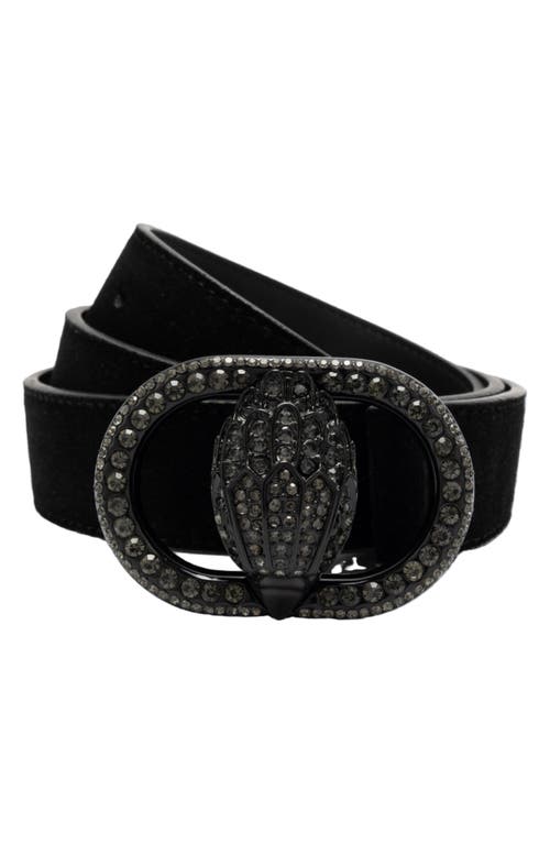 Kurt Geiger London Chelsea Crystal Eagle Buckle Suede Belt in Black at Nordstrom, Size Small/medium
