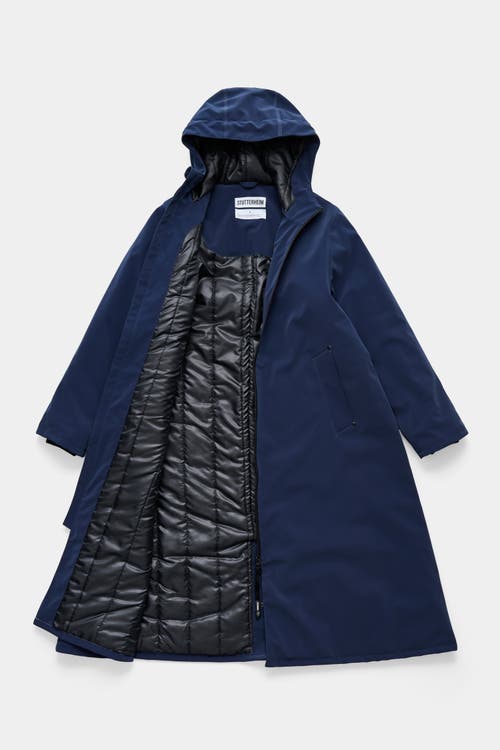 Stutterheim Mosebacke Long Matte Winter Coat In Blue
