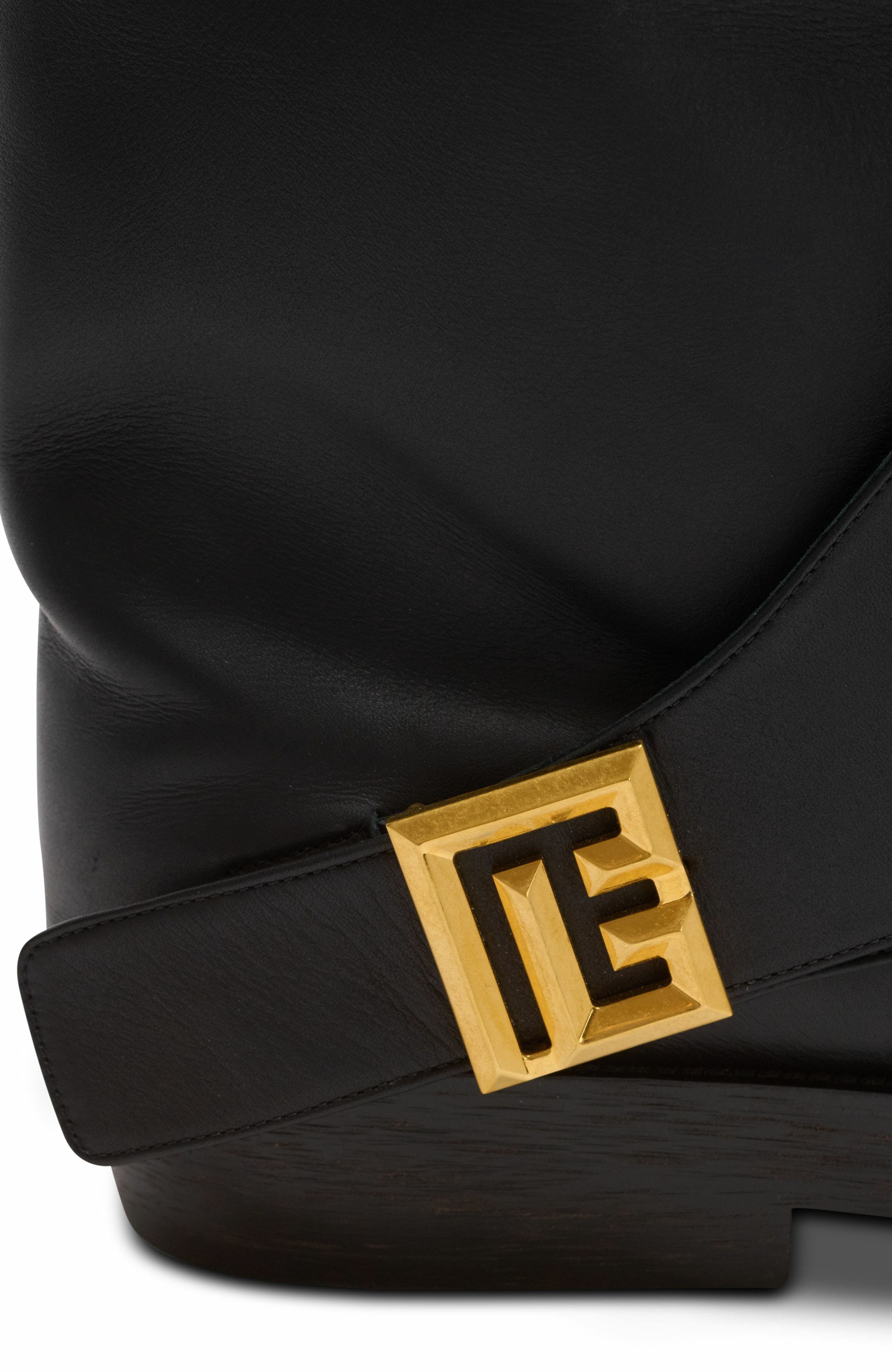 Balmain Twist Flat Leather Boots, Alternate, color, Black