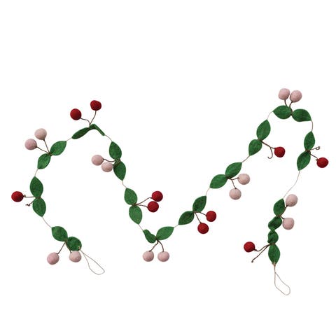 Artisan Wool Felt Cherries Garland with Jute Cord