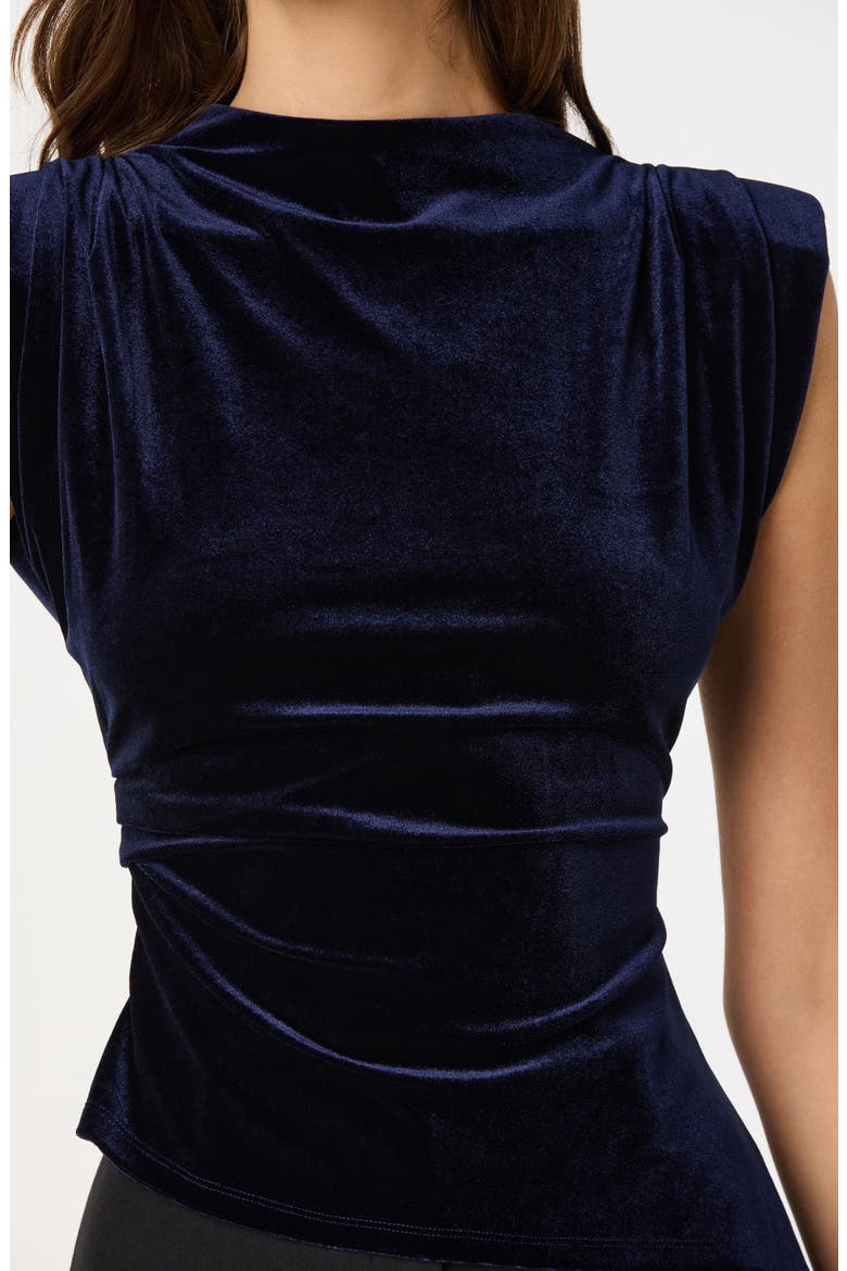 Strong Shoulder Velvet Top, Alternate, color, NAVY