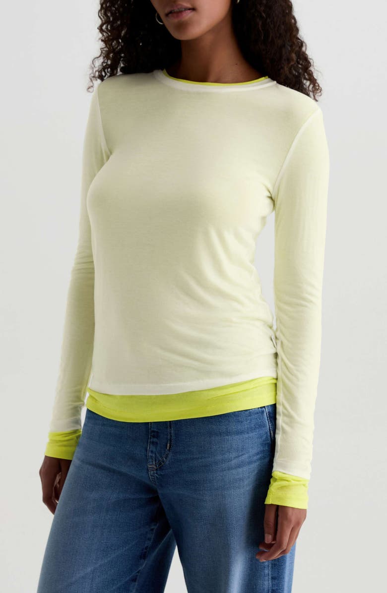 AG Eleni Crewneck Knit Top, Alternate, color, Powder/ Chartreuse