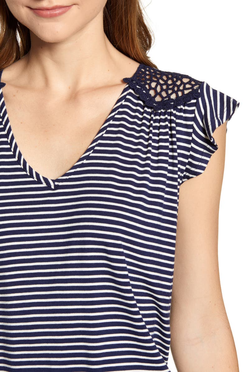 Loveappella Crochet Back Stripe Top, Alternate, color, 