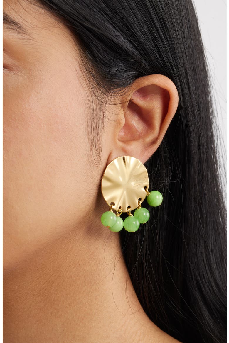 Green Calcite Wave Clip-On Earrings, Alternate, color, GREEN