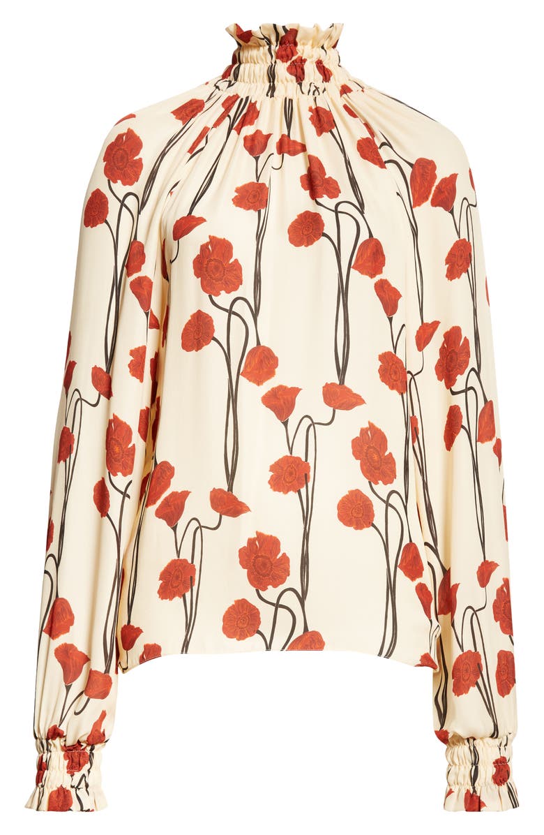 Johanna Ortiz Petalos Rojos Silk Top, Alternate, color, 