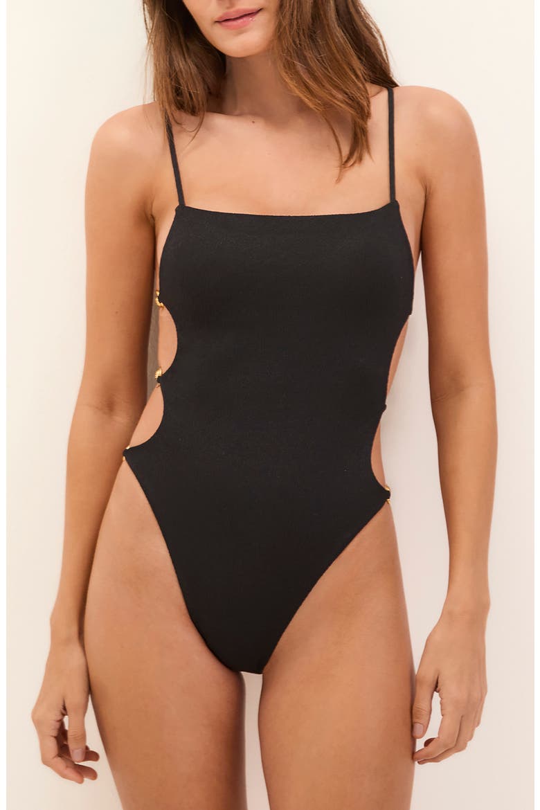 Fernanda Nell One-Piece Swimsuit, Main, color, BLACK