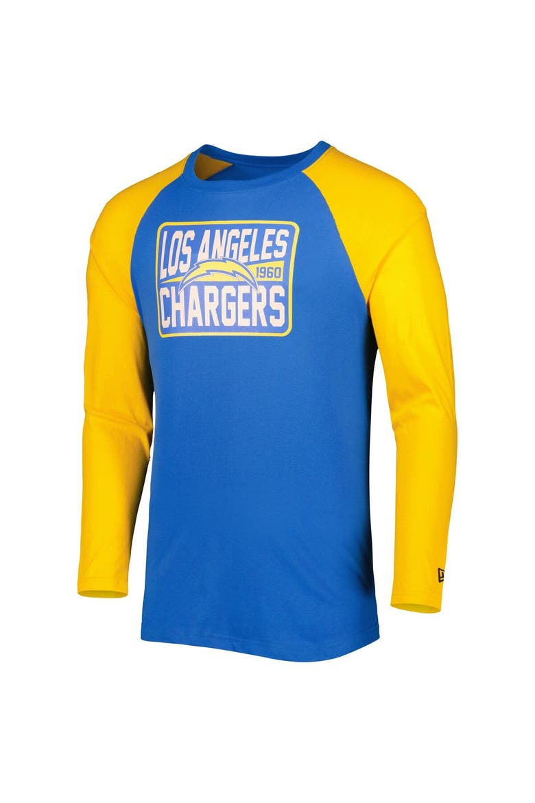 Men's New Era Powder Blue Los Angeles Chargers Current Raglan Long Sleeve T-Shirt, Alternate, color, Powder Blue