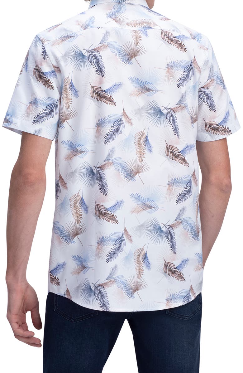 Bugatchi Shaped Fit Leaf Print Cotton Button-Up Shirt, Alternate, color, 