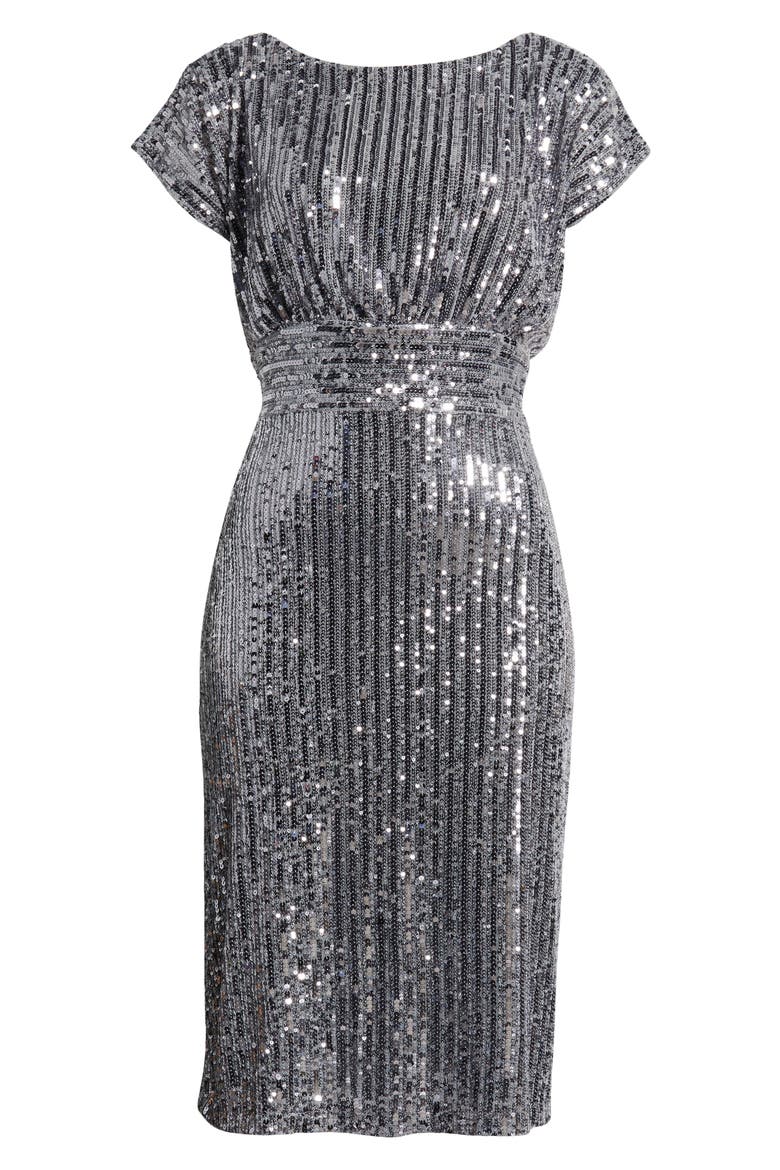 Sequin Cocktail Dress, Alternate, color, CHARCOAL