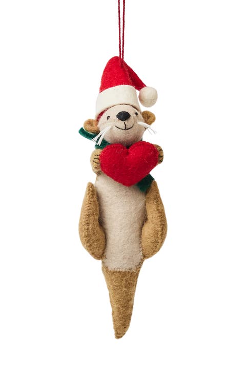 Santa Otter Love Christmas Ornament