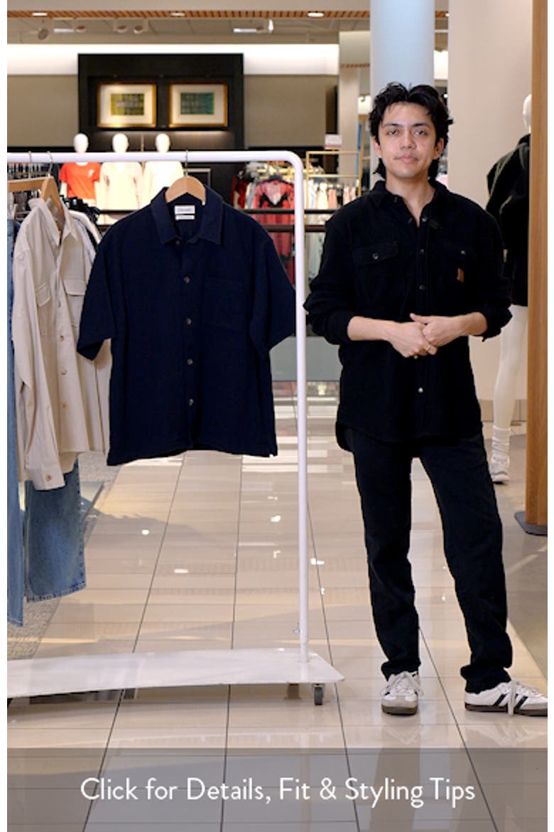Open Weave Short Sleeve Cotton Blend Button-Up Shirt video