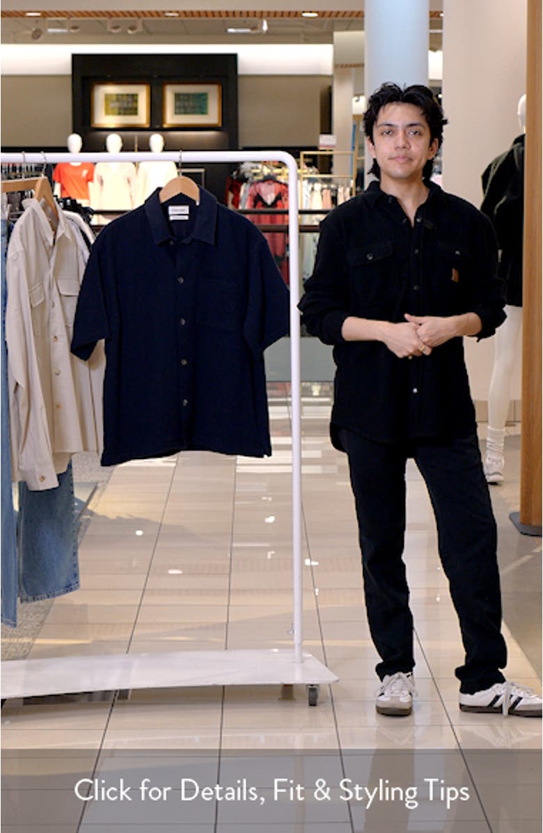 Open Weave Short Sleeve Cotton Blend Button-Up Shirt, sales video thumbnail