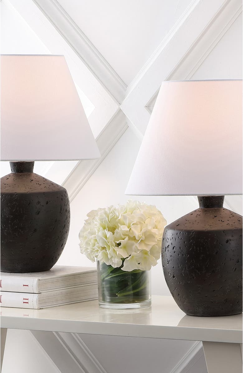 JONATHAN Y Myron 18" Minimalist Scandinavian Concrete Effect Resin/Iron LED Table Lamp, Alternate, color, Black