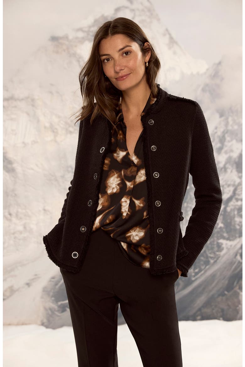 Military Fringe Mixed Knit Jacket, Alternate, color, BLACK ONYX