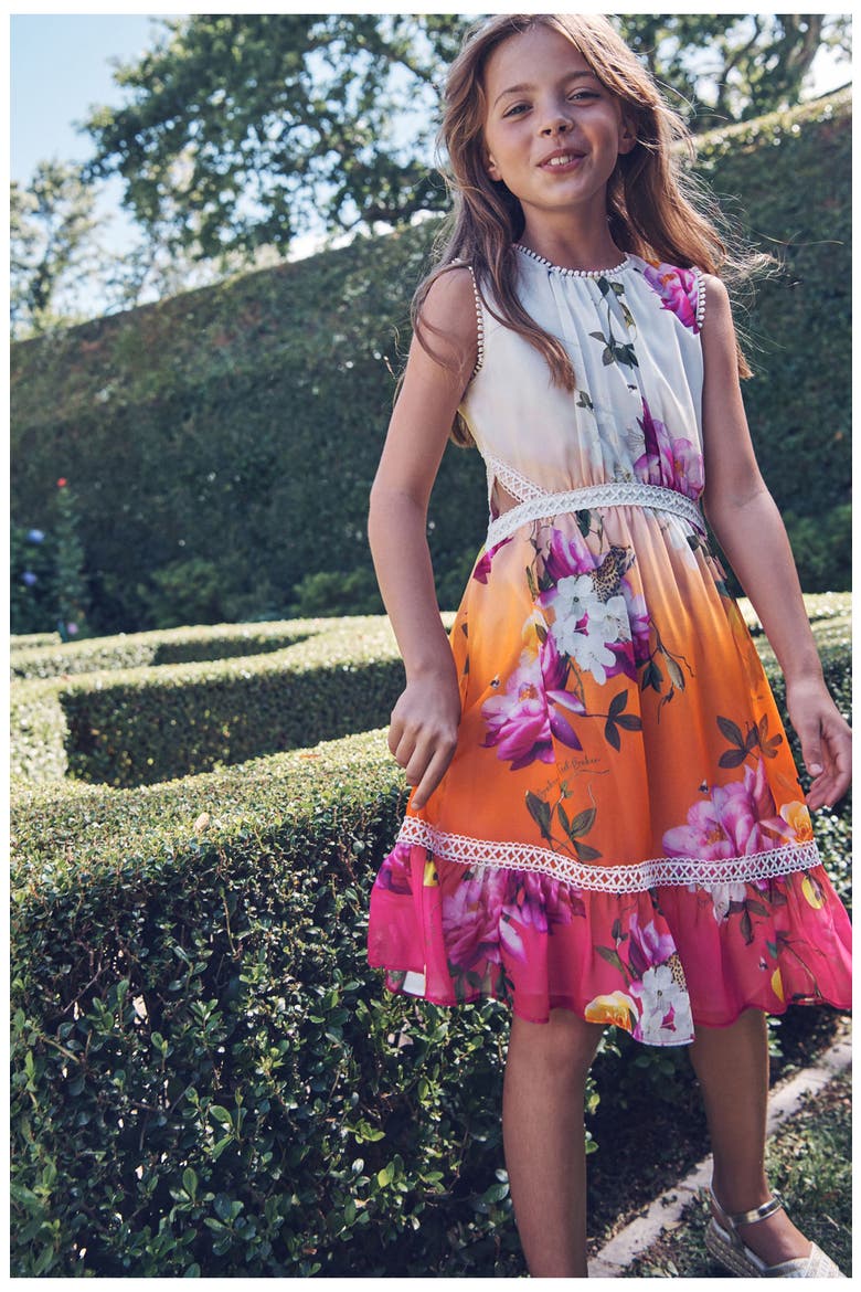 Baker by Ted Baker Kids' Floral Ombré Cutout Dress