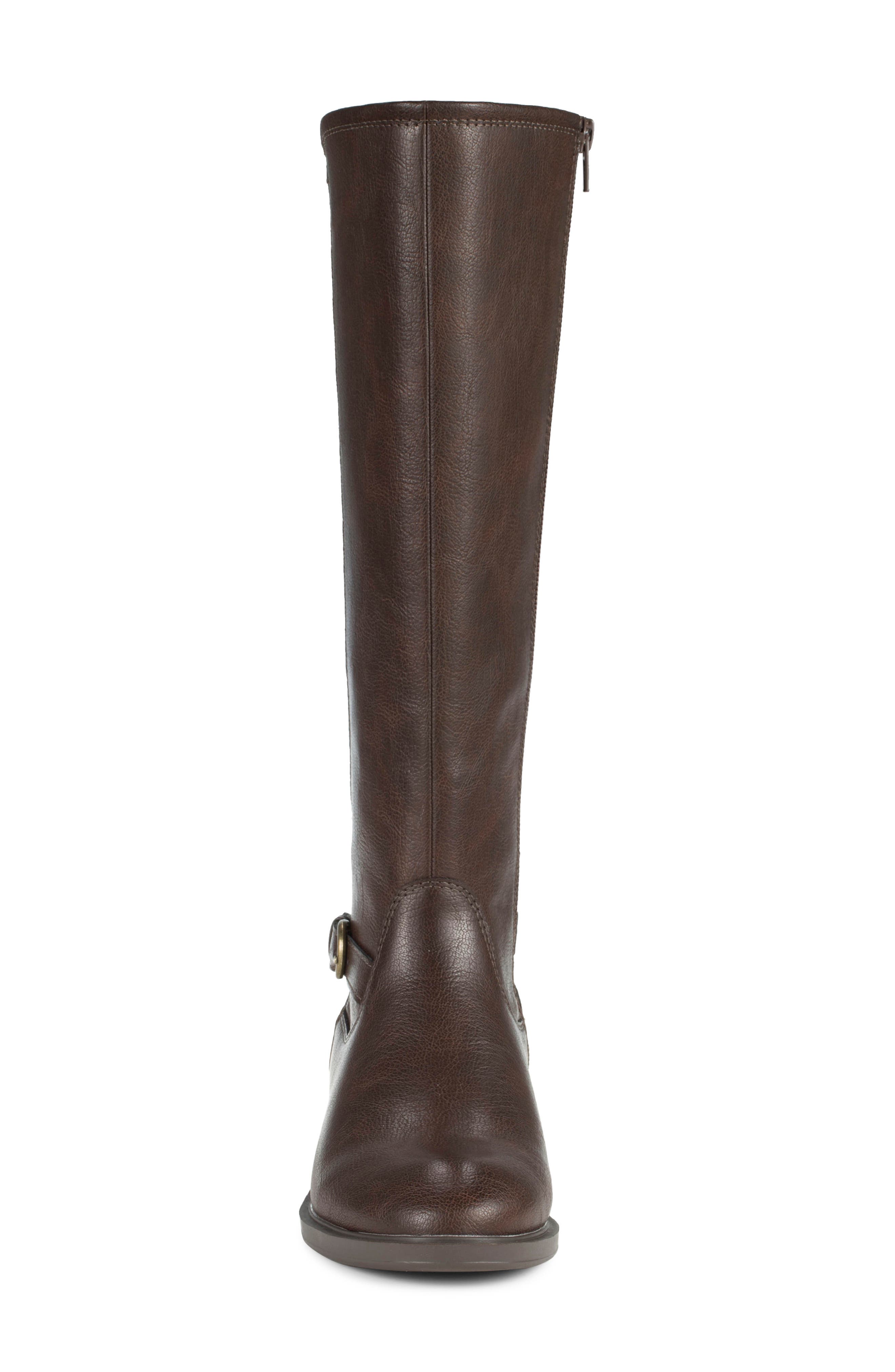Natara Faux Leather Riding Boot, Alternate, color, DARK BROWN