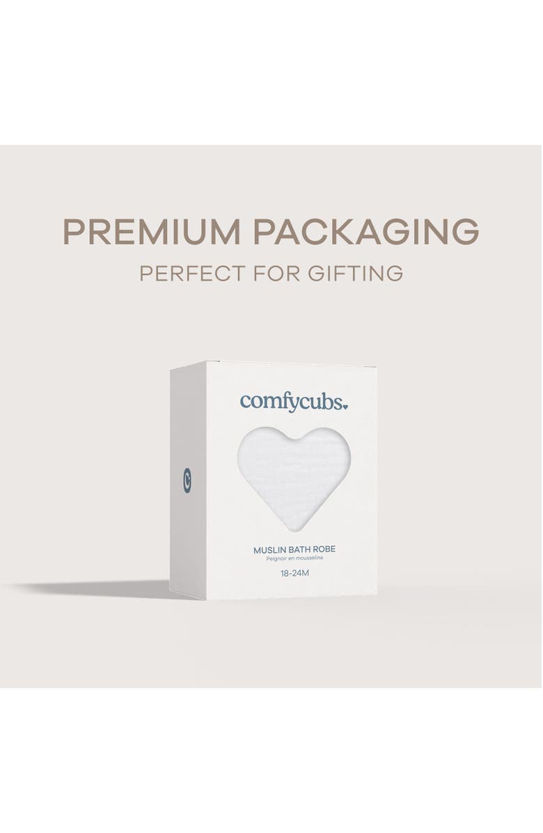 Comfy Cubs Muslin Bath Robe for Baby and Toddler, Alternate, color, White