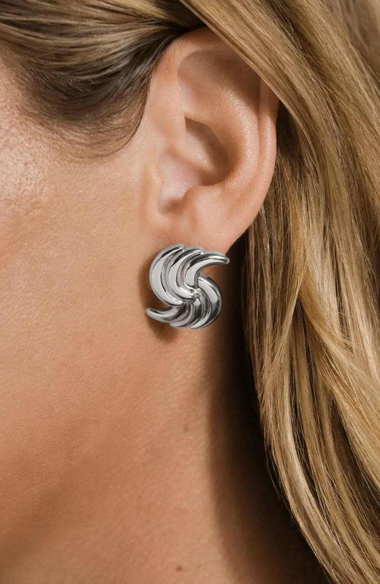 Sterling Forever Leni Twisted Statement Stud Earrings, Alternate, color, Silver