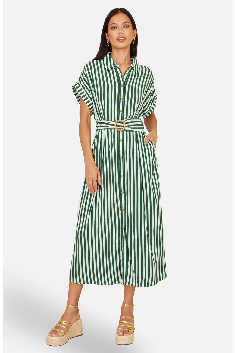 striped midi shirt dress Fallon Cutout White/Black / L offering a fresh and polished aesthetic Striped midi dress - White