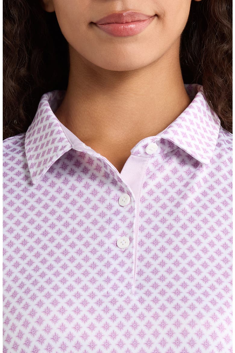 Zara Geometric Print Piqué Polo, Alternate, color, LAVENDER FROST