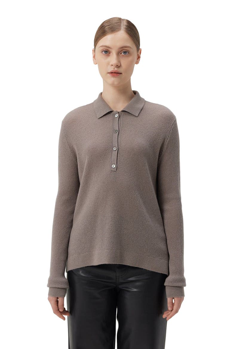 Women's Cashmere Polo, Main, color, stucco