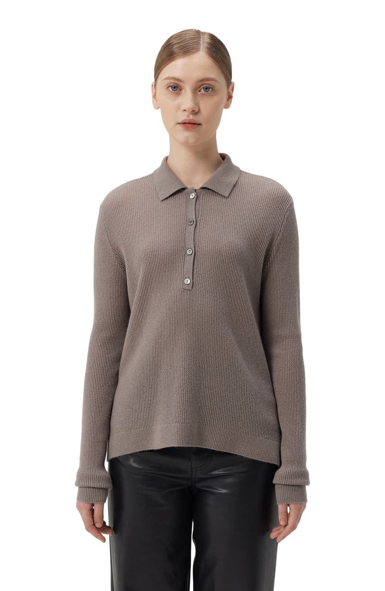 GOBI Mongolian Cashmere Women's Cashmere Polo, Main, color, Stucco
