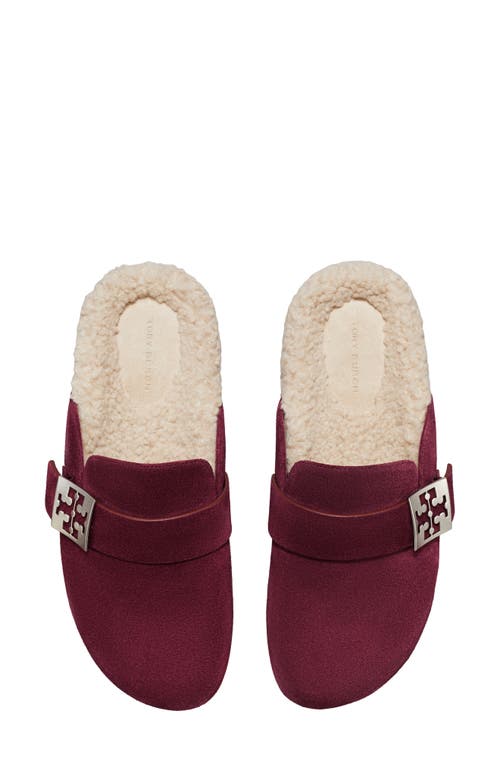 Tory Burch Mellow Faux Shearling Lined Mule In Burgundy