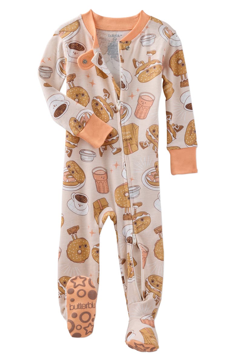 BUTTERBLU Cruz One-Piece Organic Cotton Footie Pajamas, Alternate, color, Schmear