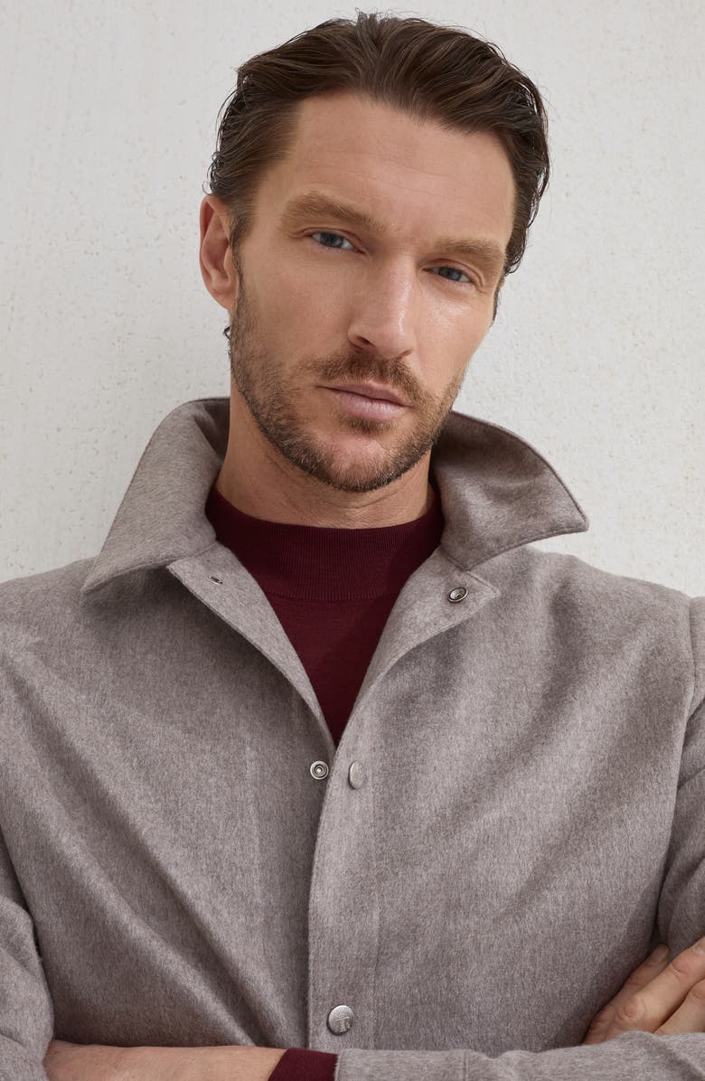Brunello Cucinelli Shirt-style outerwear jacket, Alternate, color, Bark