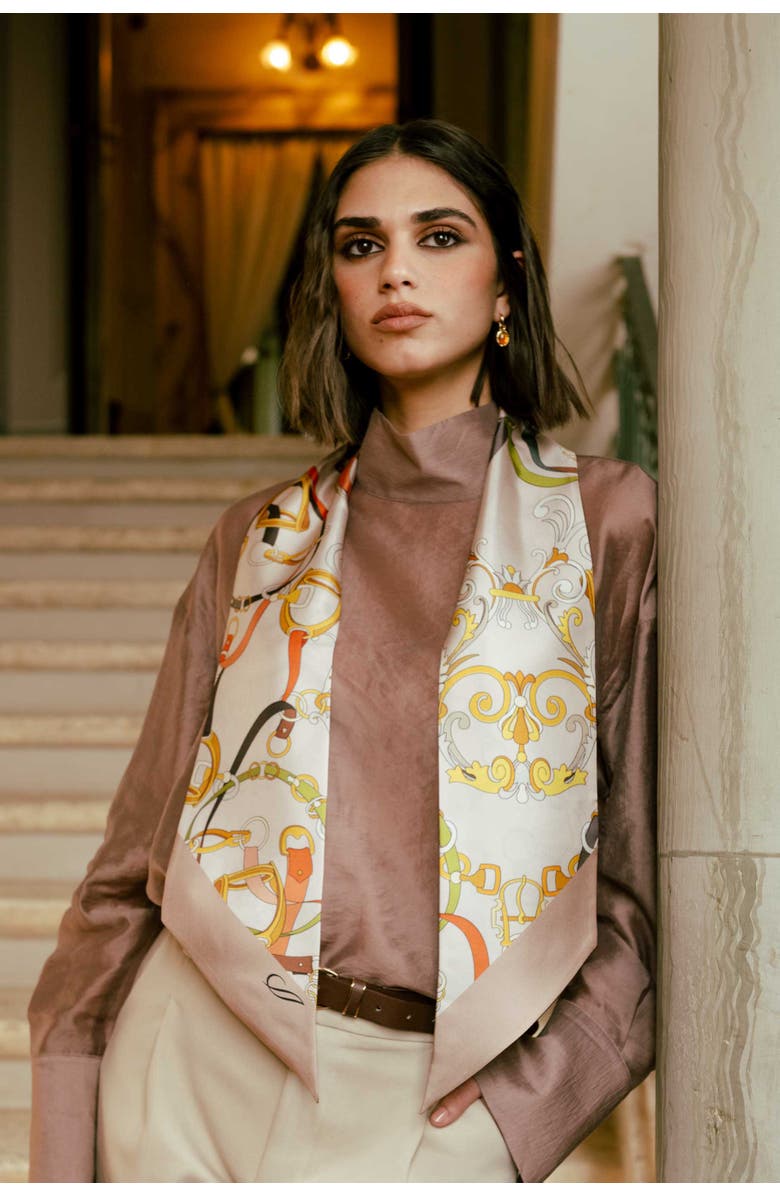 Elizabetta Silvia - Skinny Silk Scarf for Women, Alternate, color, Caffè Latte