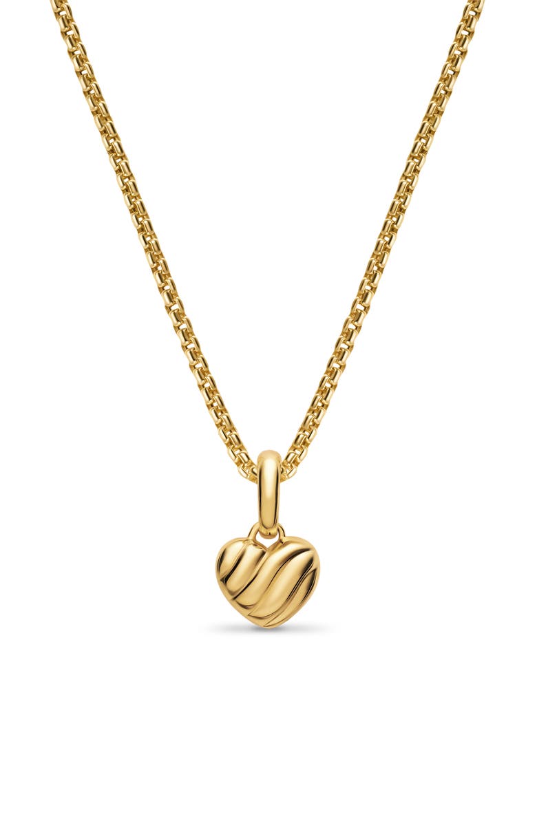 David Yurman Petite Puffy Cable Heart Amulet, Alternate, color, Gold