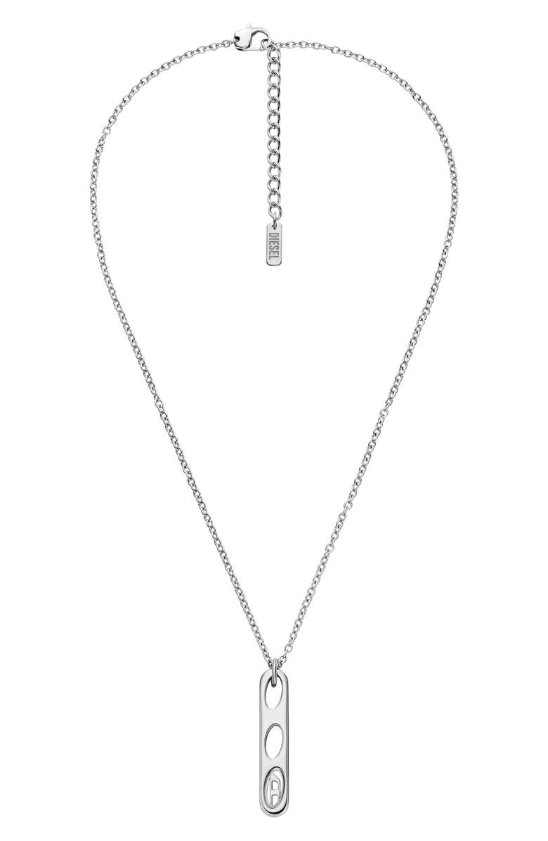 DIESEL<sup>®</sup> Oval D Bar Pendant Necklace, Alternate, color, Silver