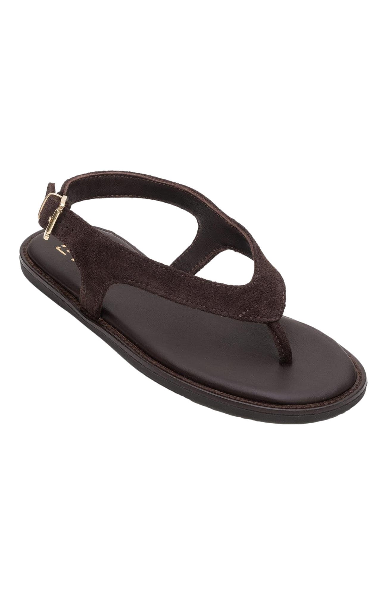 Forever & Always Shoes Belinda Leather Thong Sandals, Main, color, Brown Suede Leather
