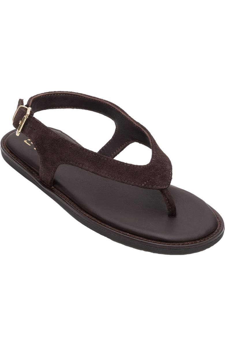 Forever & Always Shoes Belinda Leather Thong Sandals, Main, color, Brown Suede Leather