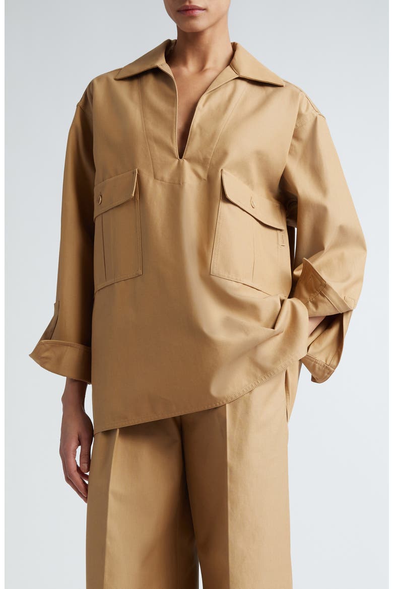 Ulrico Long Sleeve Cotton Top, Main, color, TOBACCO