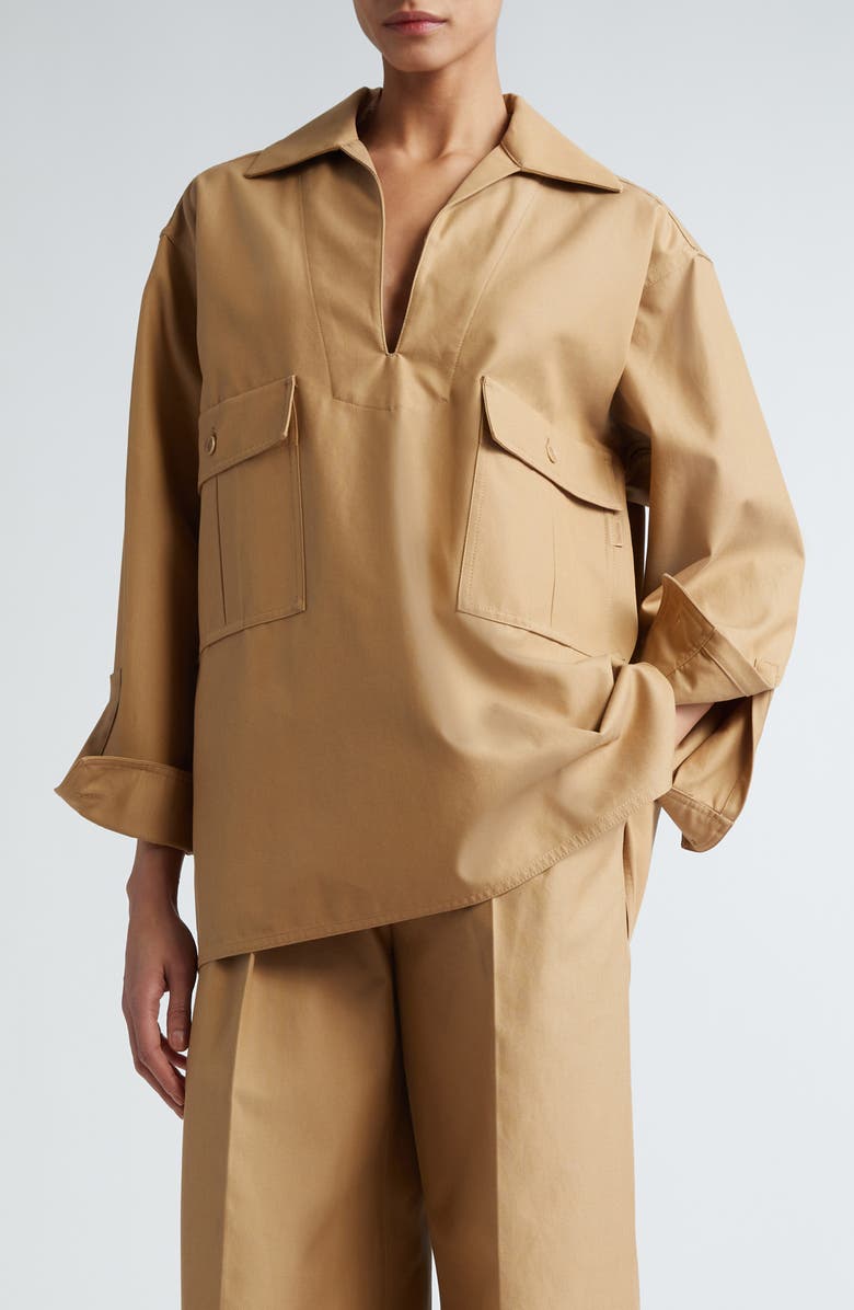 Max Mara Ulrico Long Sleeve Cotton Top, Main, color, 