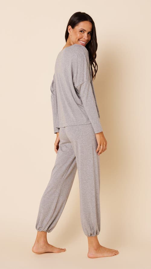 The Cat's Pajamas Pima Knit Pullover Set In Gray