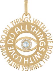 EDEN PRESLEY Do All Things with Love Blue Topaz & Diamond Pendant