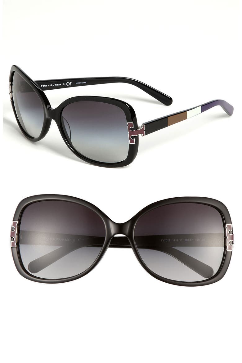 59mm Oversized Sunglasses, Main, color, BLACK BLOCK/ GREY GRADIENT