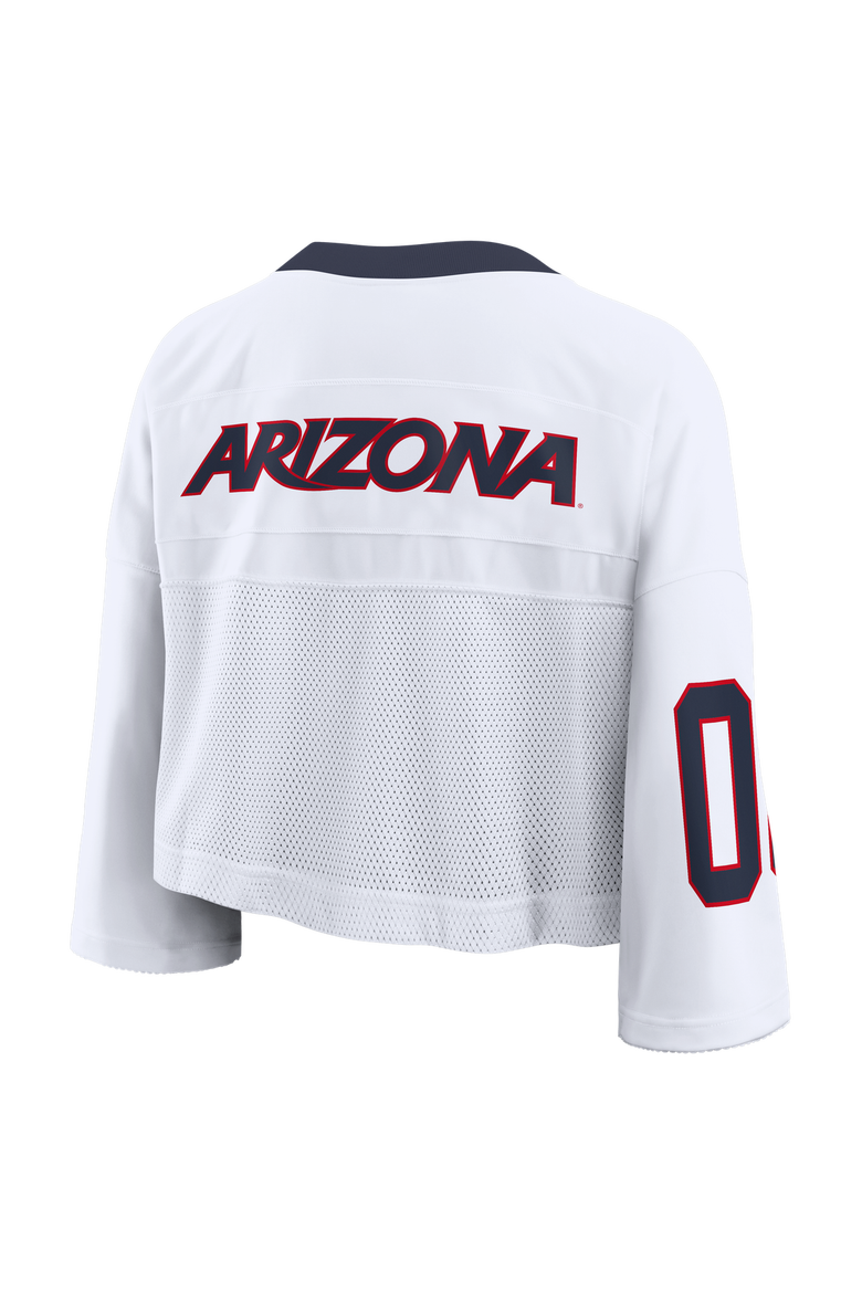 Women's Nike White Arizona Wildcats Oversized Logo Cropped Fashion Jersey, Alternate, color, White
